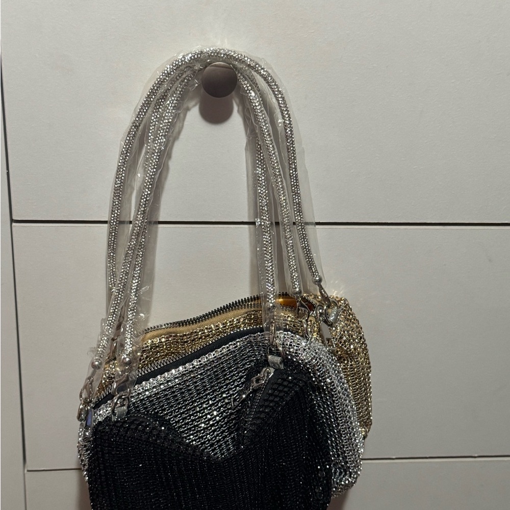 Elegant Black and Gold Beaded Handbag